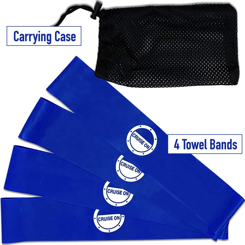 Cruise On Towel Bands for Cruise Chairs (4 Pack), Better Alternative to Towel Clips for Beach, Pool & Ships, Essential for 2025 & 2026 Trips, Secure & Stylish, Blue - Image 3